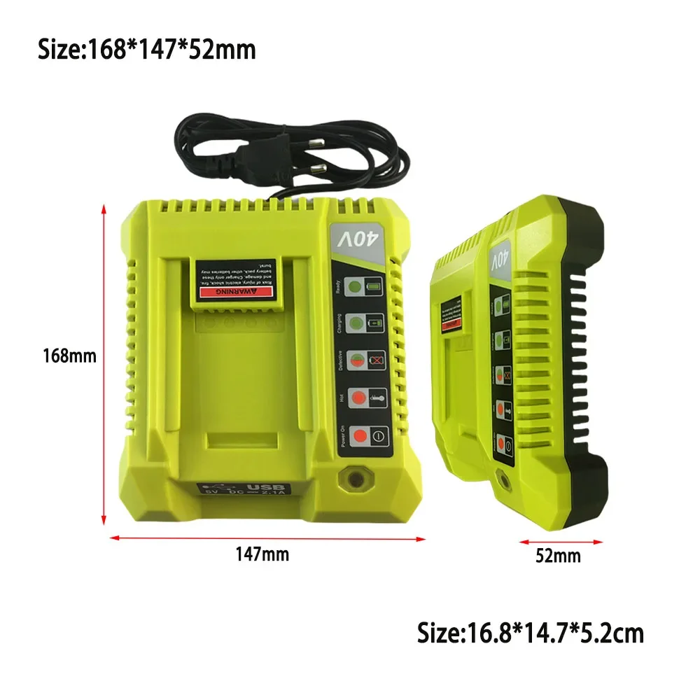 Imagem -03 - Carregador de Bateria de Carregamento Rápido com Porta Usb Dupla Ryobi Bateria de Lítio Op4030 Op4040 Op4050 Op400a 36v40v