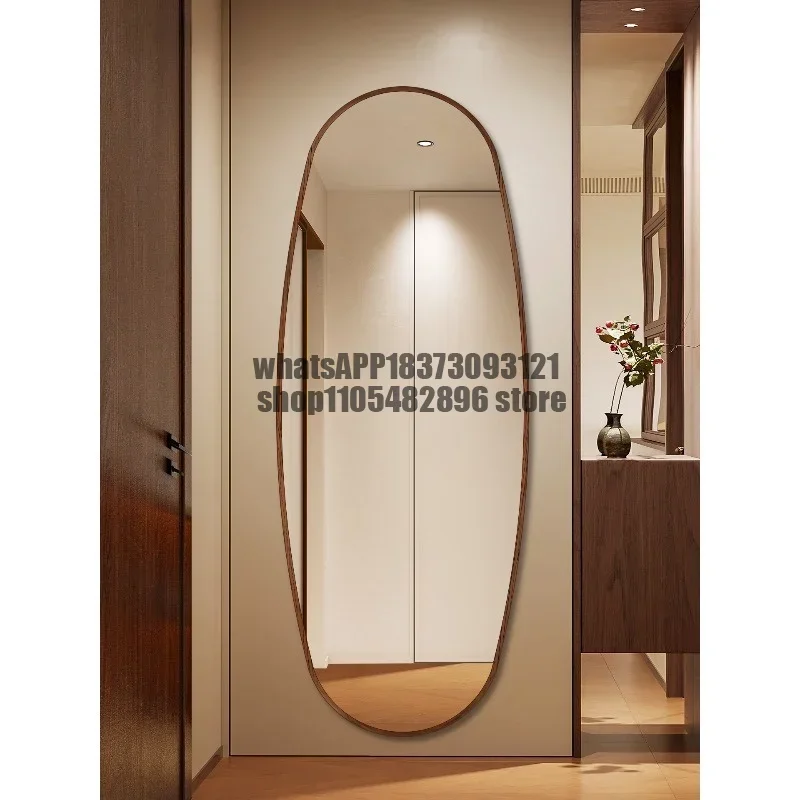 Ultra-white glass full body mirror high definition without deformation antique household wall-mounted oval fitting mirror