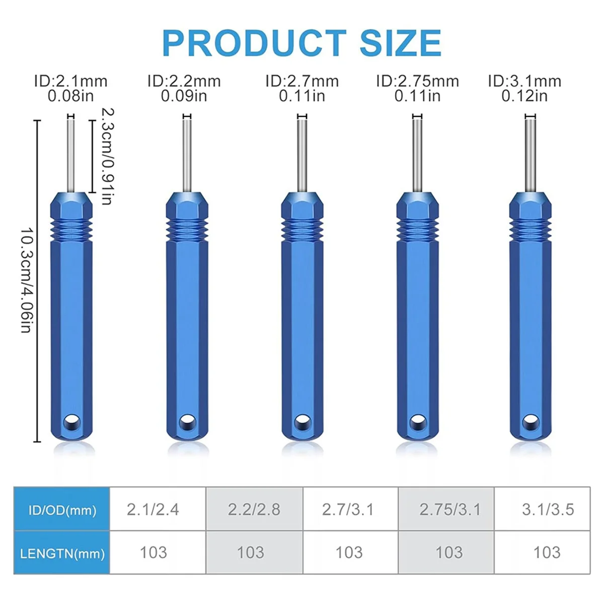 5PCS Pin Removal Tools Kit Pin and Socket Contact Connectors, Male and Female Connector Tube Type Pin Extractor to