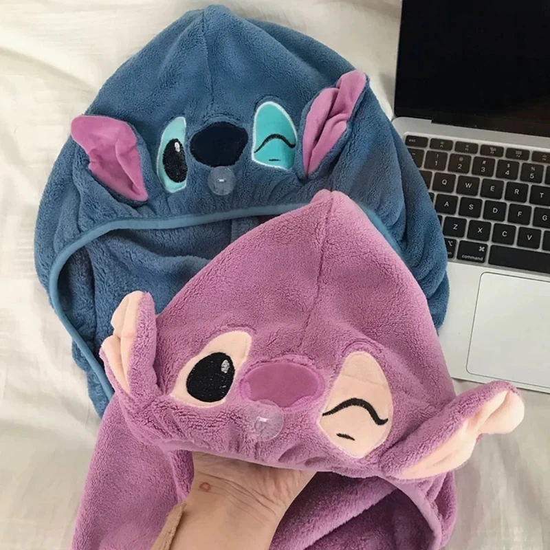 Stitch Towel Disney Cute Stitch Pattern Dry hair cap Towel Couple Cartoon Coral Velvet Soft Face Towel Holiday gifts Halloween