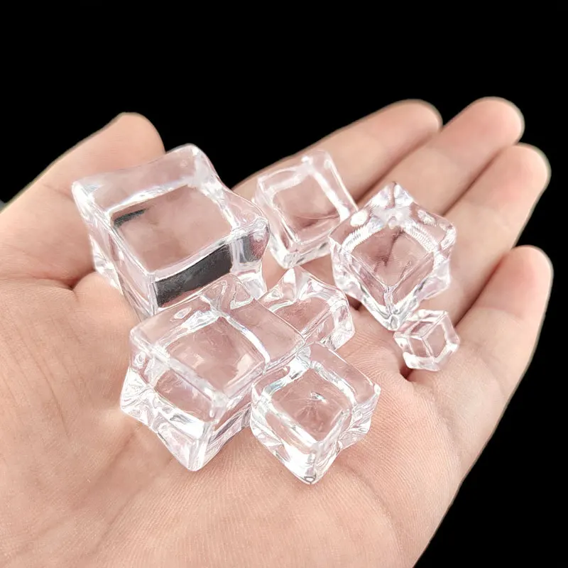 50pcs18MM irregular transparent colored square plastic crystal stone simulation ice block can be used for DIYjewelry accessories