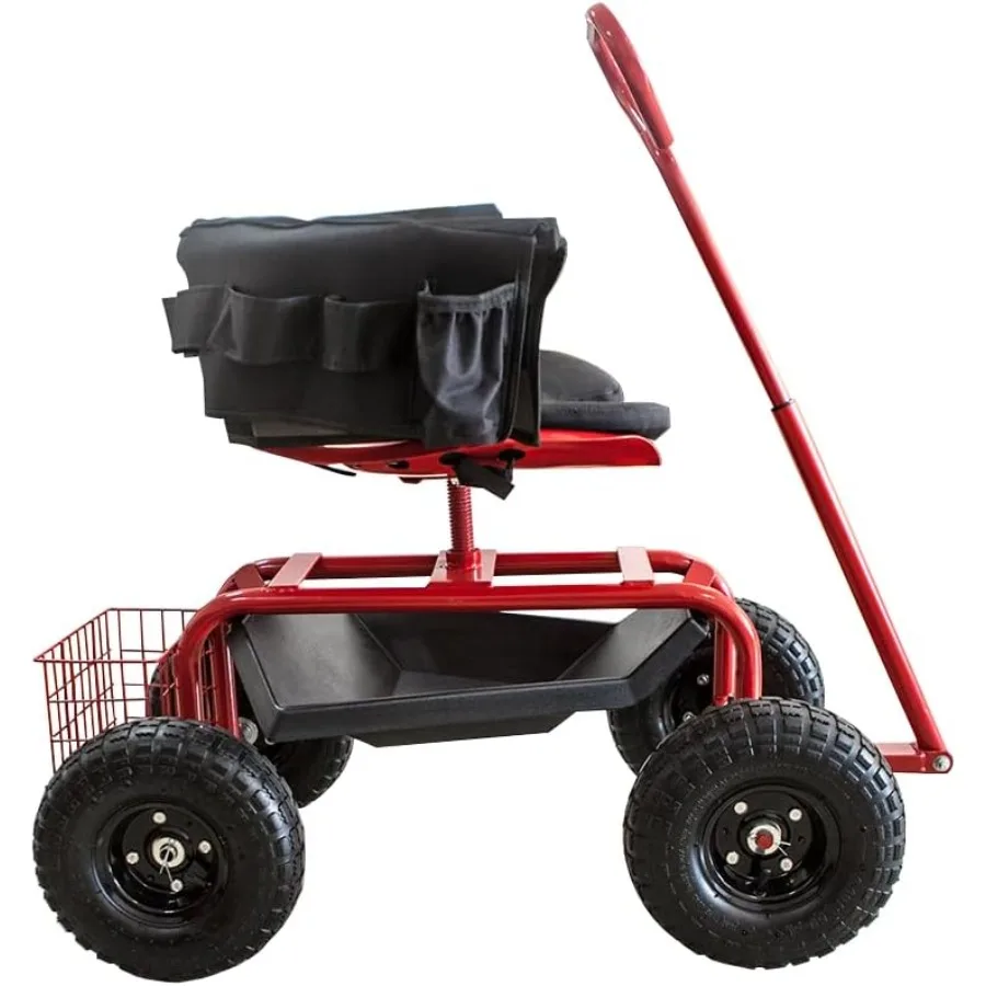عربة الحديقة مقعد العمل المتداول مع عجلات 360 درجة مقعد دوار عربة سكوتر مع مقبض التوجيه صينية أدوات المساعدة لبلانتي #3