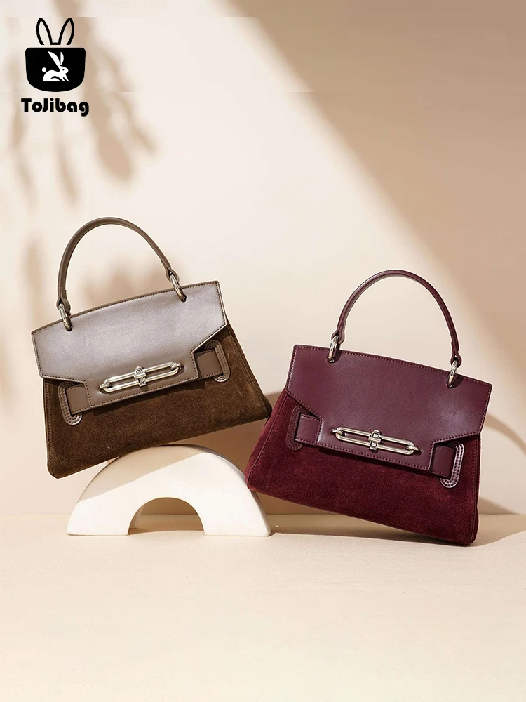 

2025 Matte Genuine Leather Patchwork Bag for Women High-end Shoulder Bags for Commuting Simple Handbag Ladies Crossbody Bag