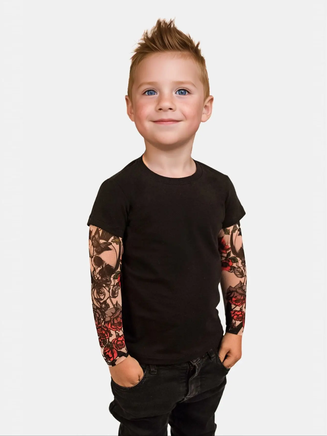 Sommer Kinder kleidung Jungen T-Shirt Kinder kleidung modische Tattoo Ärmel Baumwoll oberteile für Jungen 1 bis 6 Jahre alt