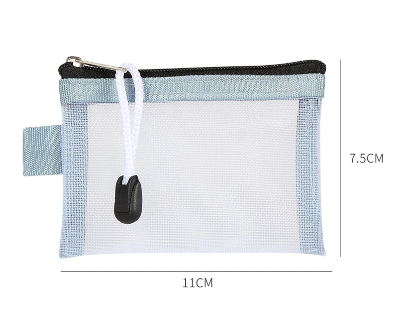 Mini-Geldbörse aus durchsichtigem Nylon mit Netzstoff und Reißverschluss, niedliche Geldbörse, tragbar, für Kreditkarten, Ausweise, Lippenstift, Tasche, Datenleitung, Schlüssel, Kopfhörer-Organizer – Detail 8