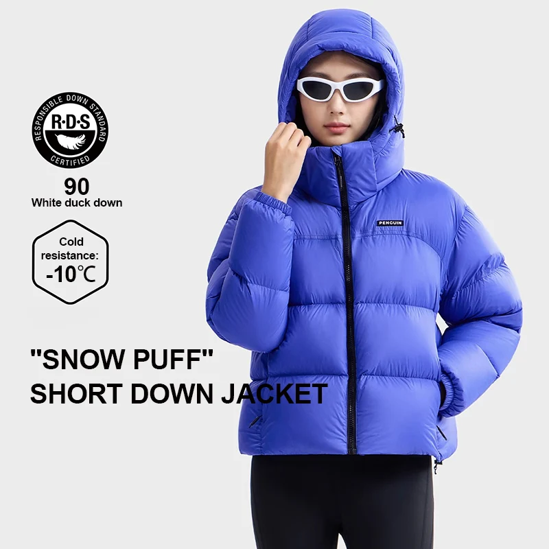GOLDEN CAMEL Women's Hiking Down Jacket Penguin Series 2025 Winter Windproof Warm Short Puffer Jackets Thick Hooded Coats -10℃