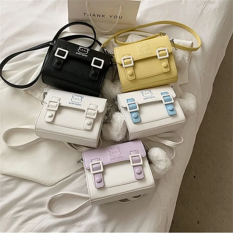 Cute Lolita Shoulder Bag Women Cat Embroidered Small Messenger Bag Crossbody Bag Female Candy Color Satchel 5 Colors