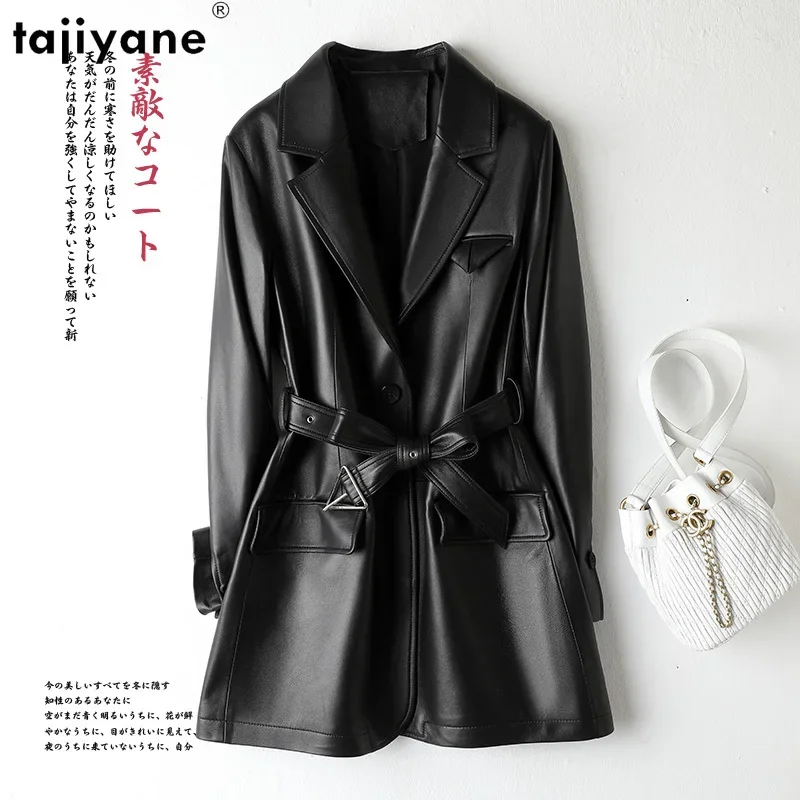 Tajiyane 100% Real Leather Jacket for Women 2023 Fall Winter Real Sheepskin Coat Elegant Medium Leather Blazers Casaco Feminino