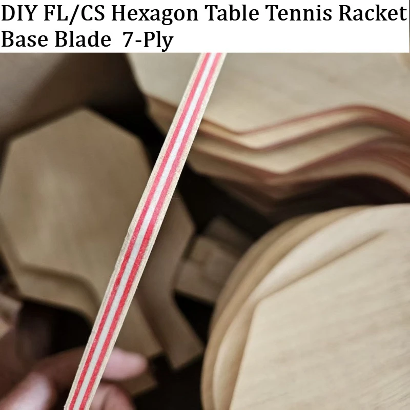 DIY FL/CS Hexagon Table Tennis Racket Bare Blade Limba Surface Ayous Power Inner Dye-Infused Carbon 7-Ply Ping Pong Paddle Blade