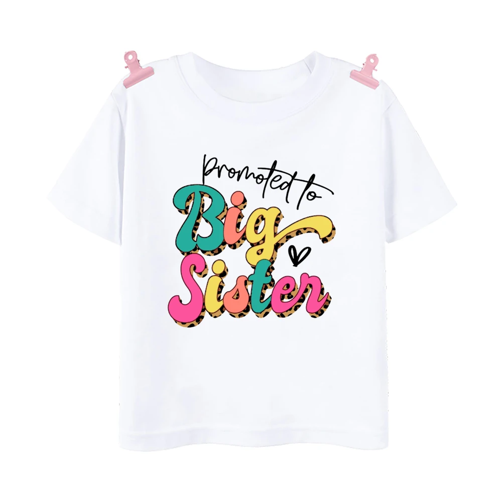 Promoted To Big Sister Printed Baby Announcement Shirt Kids T-Shirt Children Short Sleeve Tops Girls Tee Shirts Summer Clothes