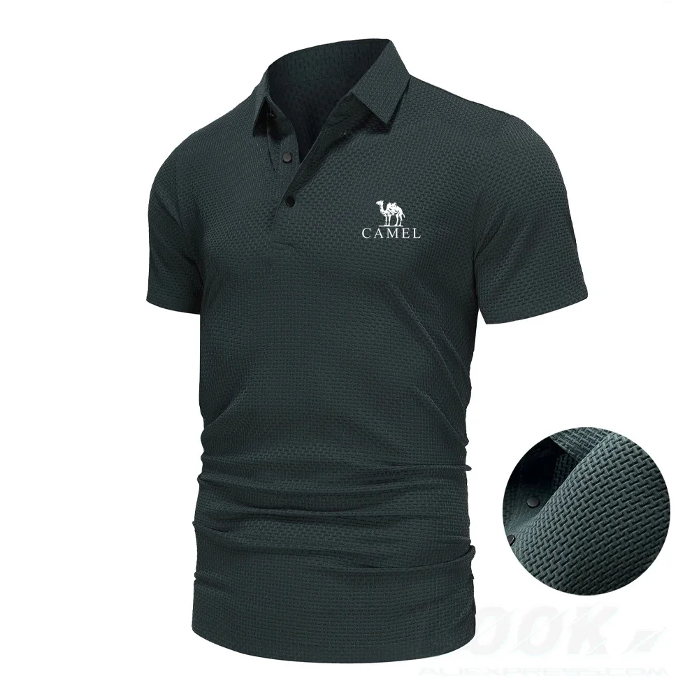 

New Summer Silk Polo Shirt High Quality Men's Short Sleeve Breathable Top Business Casual Sweat-absorbing Polo-shirt for Men