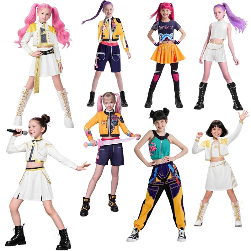 

Anime Mira Rumi Zoey Cosplay Costumes Girl Halloween Stage 3D Printed Pattern Hunters Role Play Clothes Kids Stage Uniform Suits
