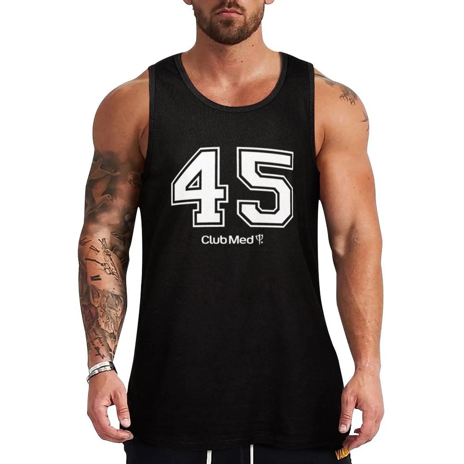 Number 45 Club Med Tank Top Beach Casual Tank Top Loose Fit Sleeveless Summer