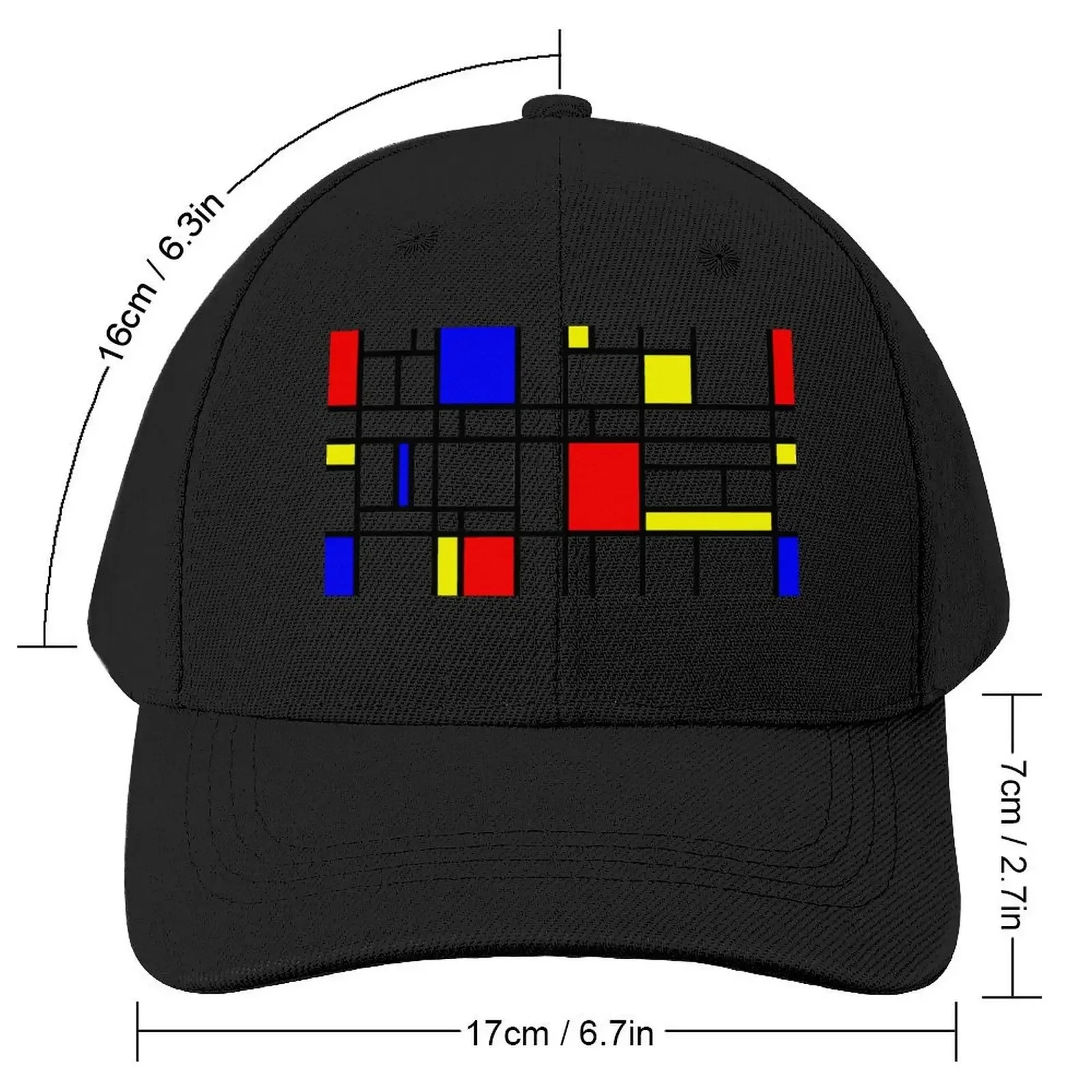 Modern Art Red Yellow Blue Grid Pattern Baseball Cap fishing hat hiking hat Hip Hop Men Luxury Brand Women's