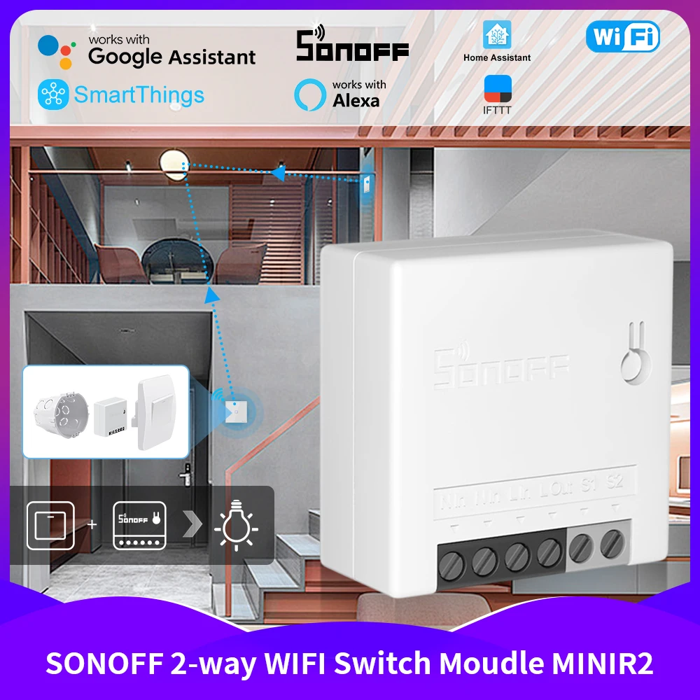 

НОВЫЙ умный переключатель SONOFF Mini R2 Diy Wi-Fi, модуль умного переключателя, таймер, умный дом, работа с Smartthings EWelink Alexa Google Home