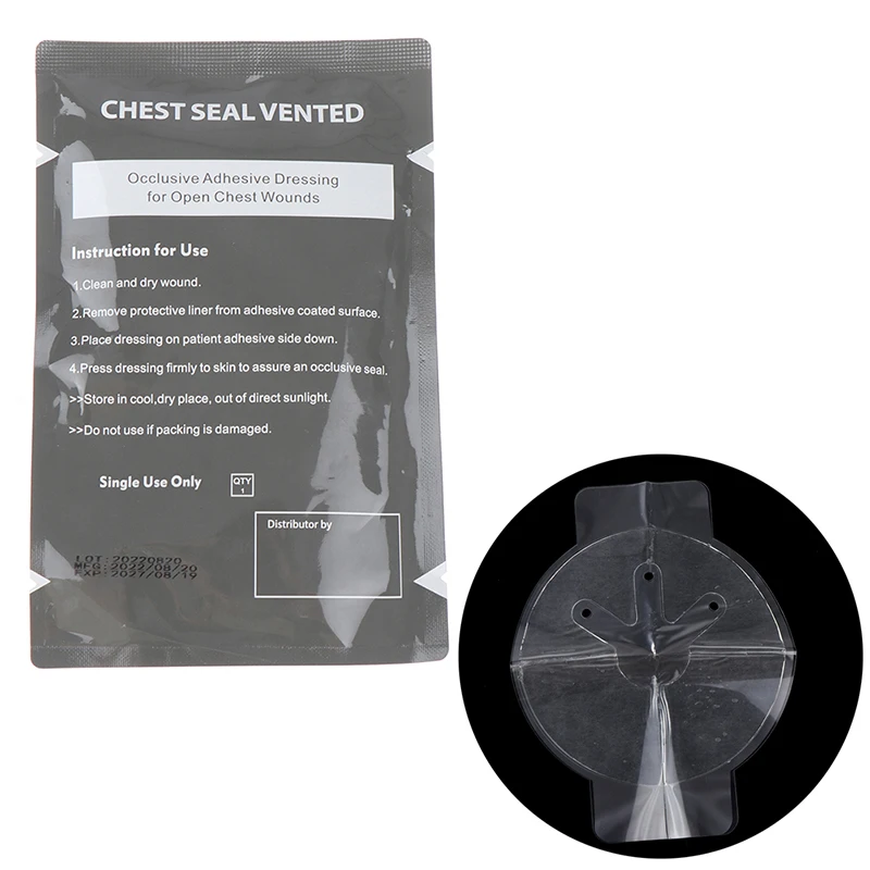 New 1Pc  Vent Chest Seal Occlusive Adhesive Dressing for Open Chest Wounds Survival Emergency Trauma Sticker First Aid Patch