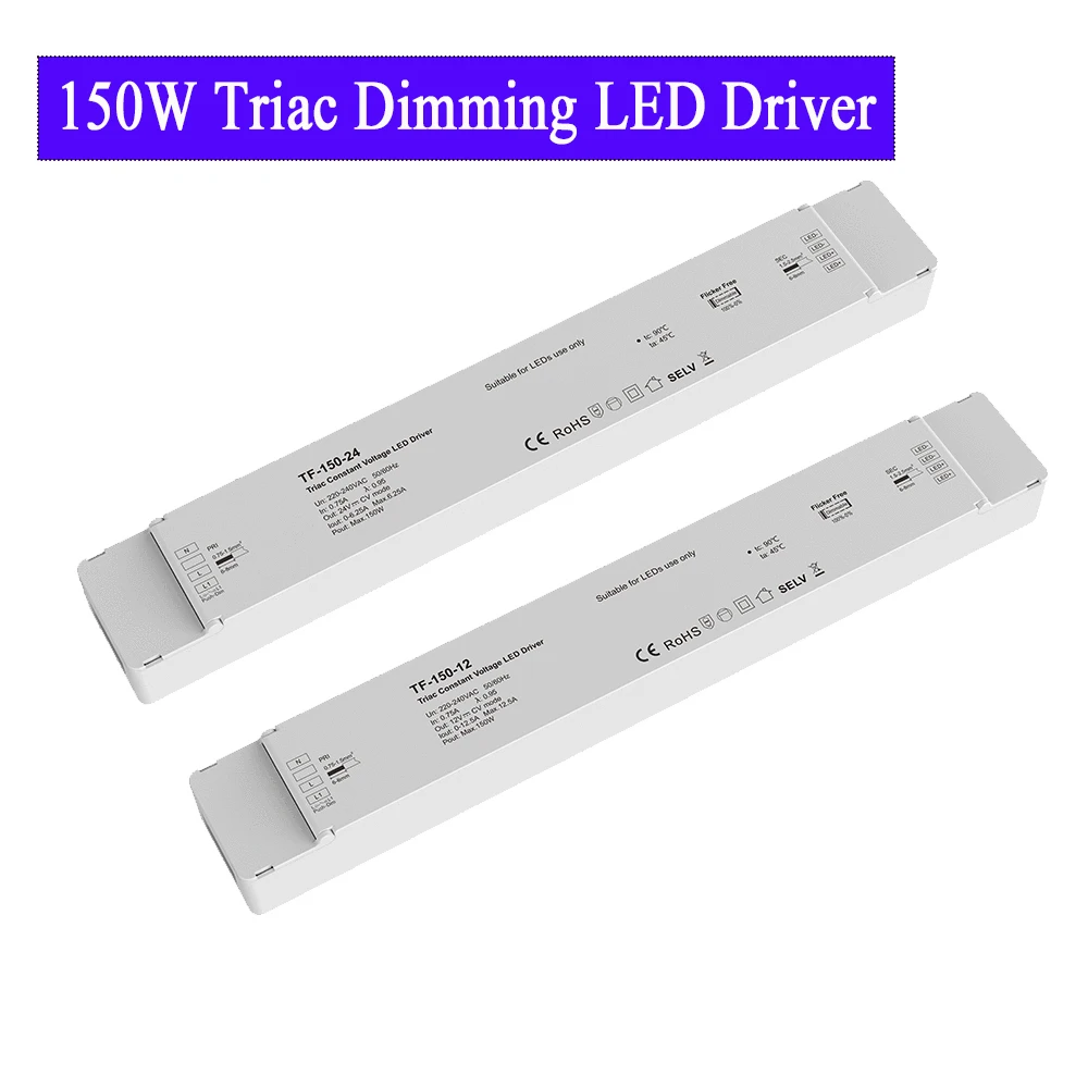 

Skydance 150W Triac Dimming Constant Voltage LED Driver Push Switch DC 12V 24V Dimmable Slim Power Supply Phase-cutting Dimmer