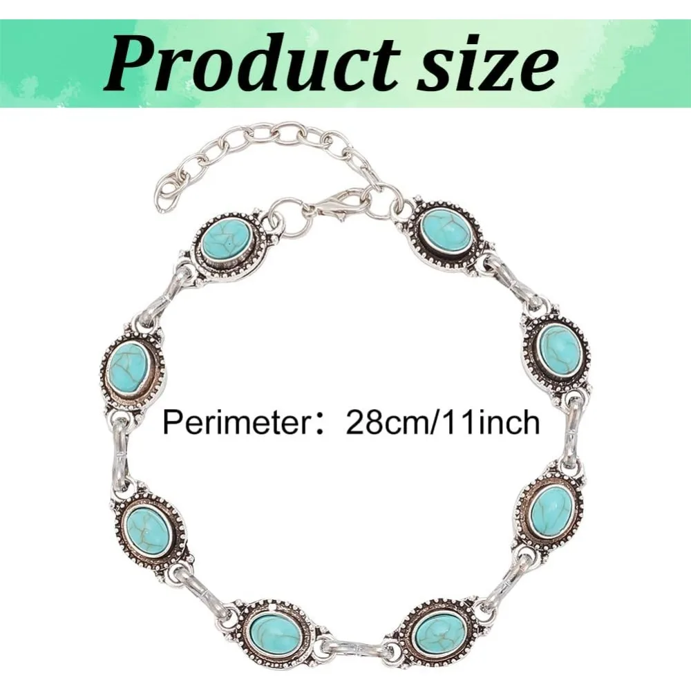 Turquoise Ankle Bracelet 2 PCS Boho Turquoise Anklet Bracelet anklets for women waterproof Boho Turquoise Anklet Silver Ankle