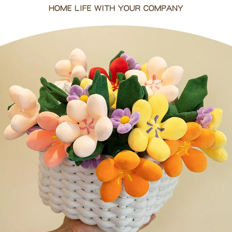 Bouquet de fleurs en peluche douce, décoration de Table pour la maison, cadeaux créatifs pour la saint-valentin, la fête des mères, anniversaire, noël, remise de diplôme