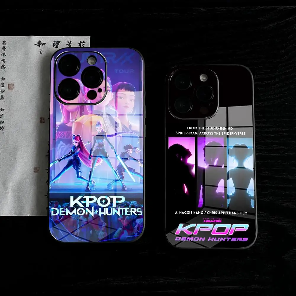 

Phone Case For IPhone 17 air 16 15 14 13 12 11 Pro Max Precision holes in acrylic anti-fall glass PC K-kpop D-Demon H-Hunters