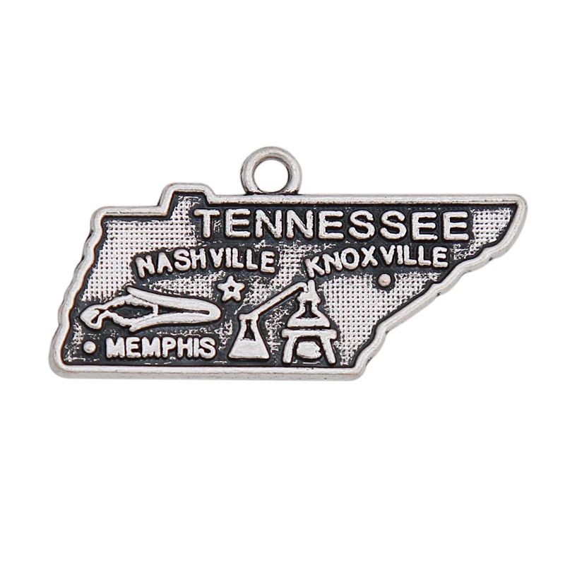 

Fashion Alloy USA State Tennessee Map Charms Double Side Nashville City Charms 15*29mm 50pcs AAC593