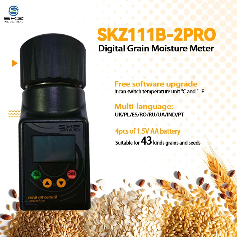 SKZ111B-2PRO Industrial ISO Standard 8-35% Wheat Corn Rice Digital Moisture Meter for Grain Storage Warehouse Quality Control