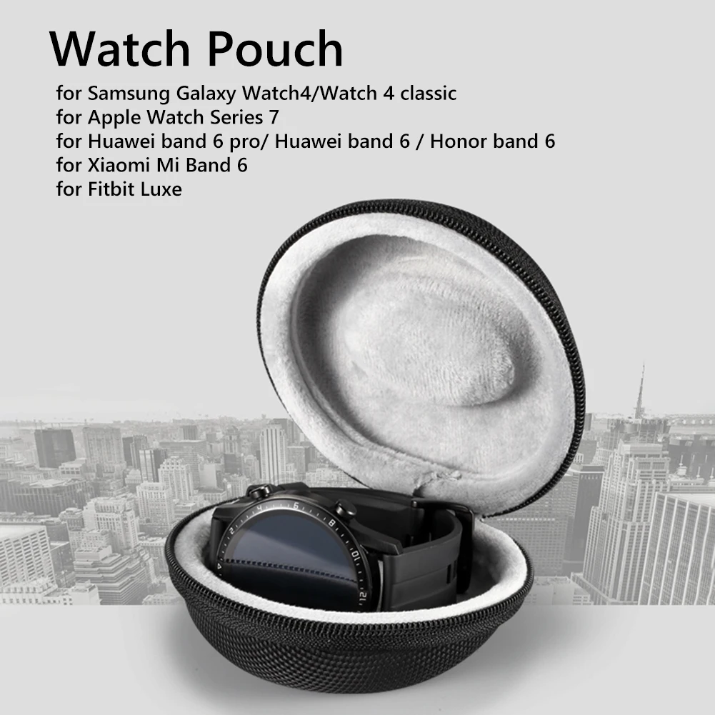 

Smart Bracelet Protective Cover Case Portable Watch Storage Box EVA Plush Zipper Shockproof Anti-fall for Samsung Galaxy Watch4