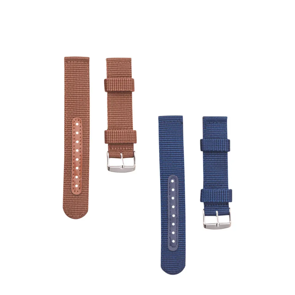 

2 PCS Nylon Strap Watch Replacement Fit Stylish Watchband Accessories Wristband Sports Blue Brown
