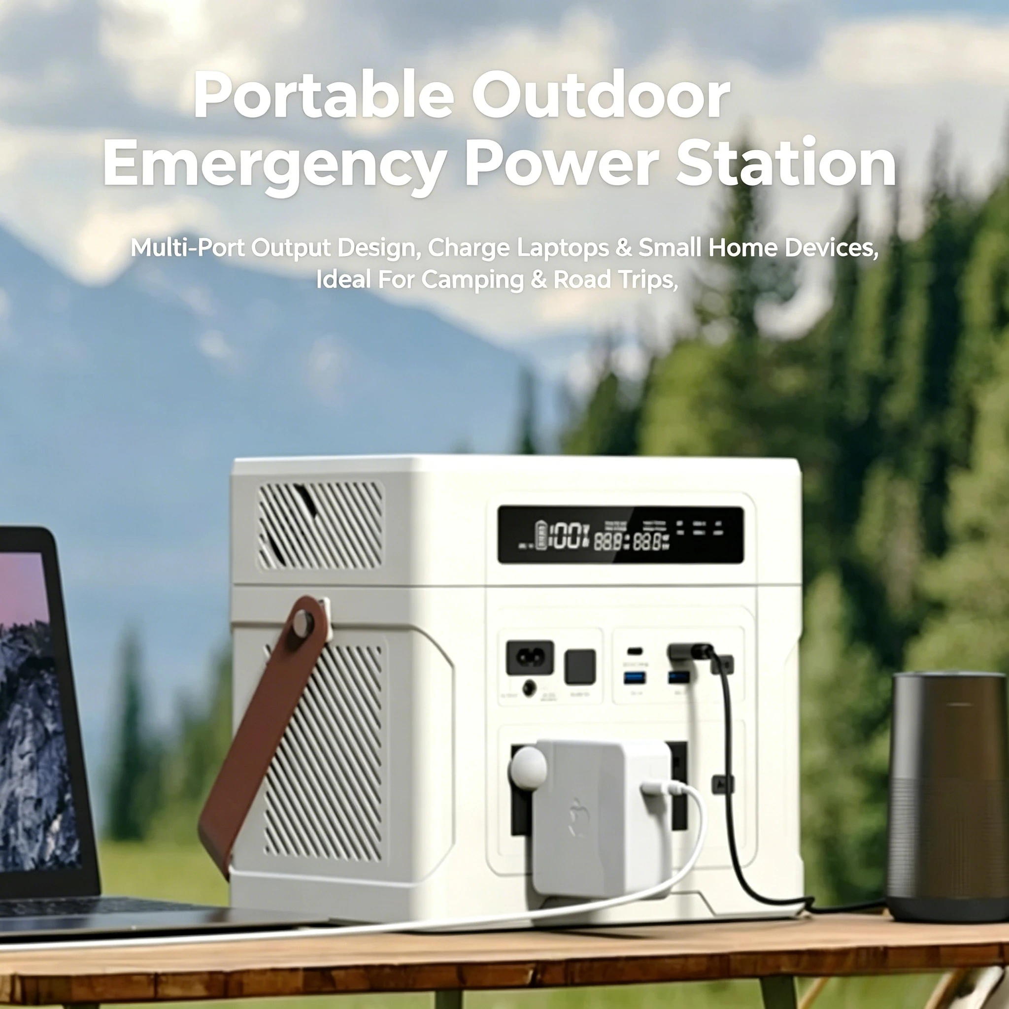 1000W Portable Solar Power Station Car Jump Starter Outdoor Camping Emergency Power Supply