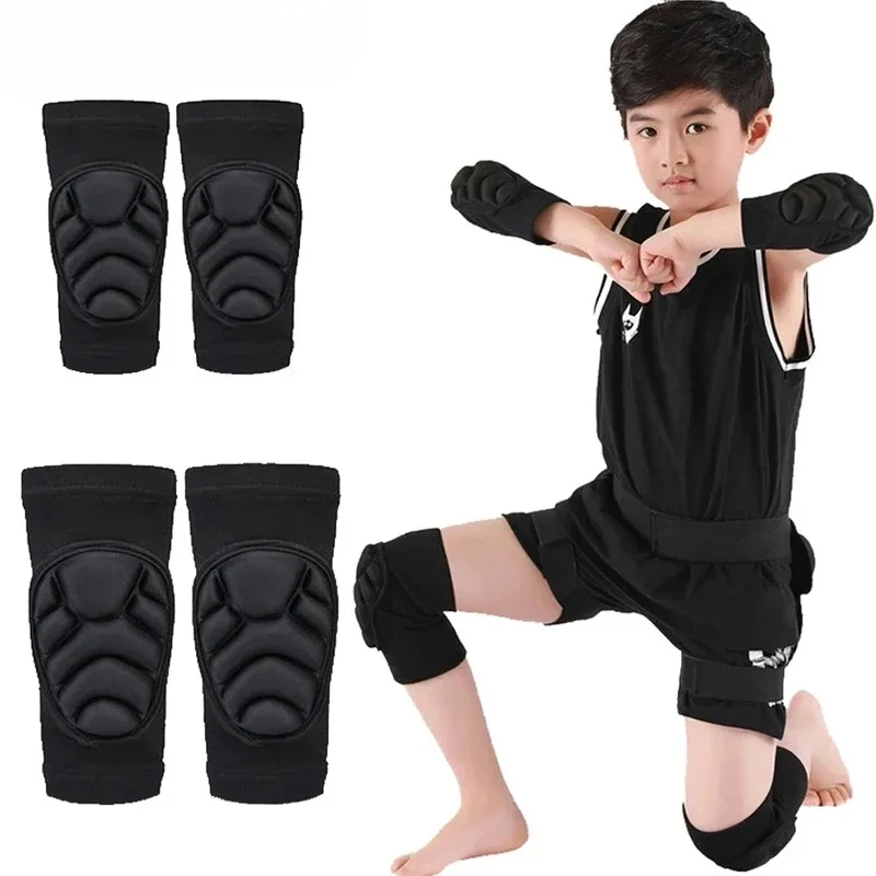 1Pair Thick Sponge Knee Pads Elbow Sleeves Avoidance Sport Kneepad Football Volleyball Knee Brace Support For Kids Child Youth