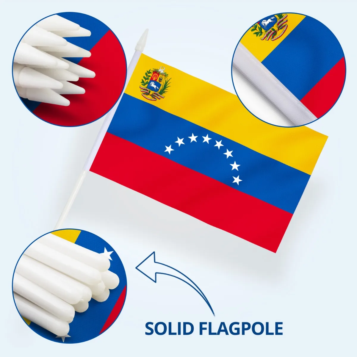 12PCS Venezuela Mini Flags 14x21cm Handheld Small Venezuelan Flags on Stick for Sports Games Party Parade Decoration