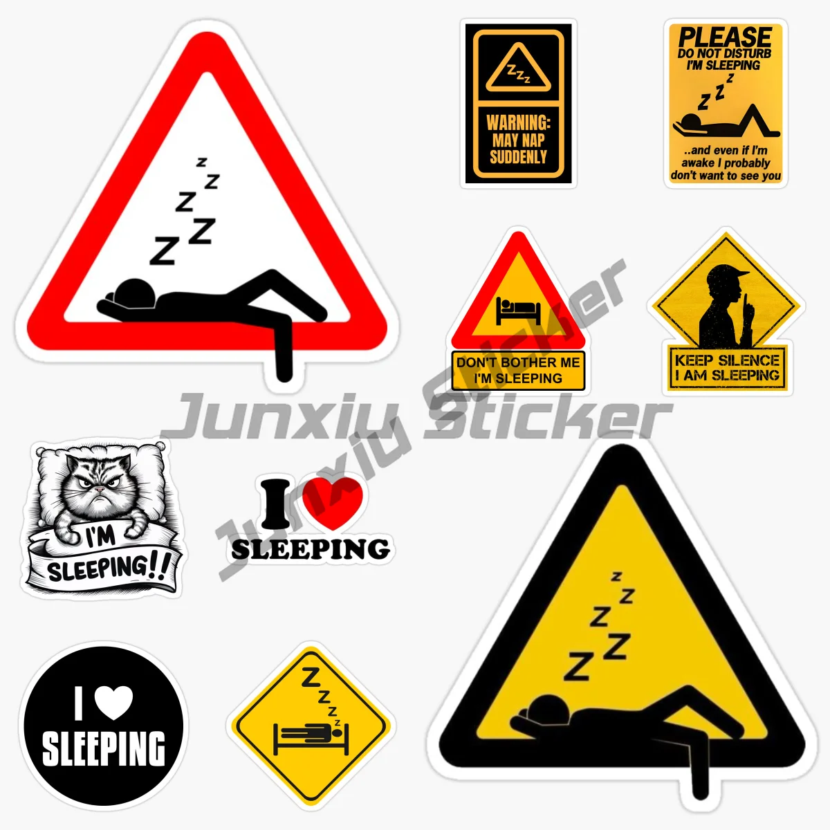 Warning I'm Sleeping Car Sticker Graffiti Sign Stick Figure Creative Sketches Decal Funny Scratch-Proof Windows Decor