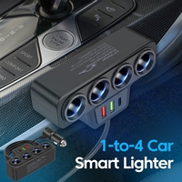 4 In 1 120W Car Charger 12V/24V Car Cigarette Lighter Adapter For Car DVR GPS Dashcam Fast Charging USB Type C Charger Socket