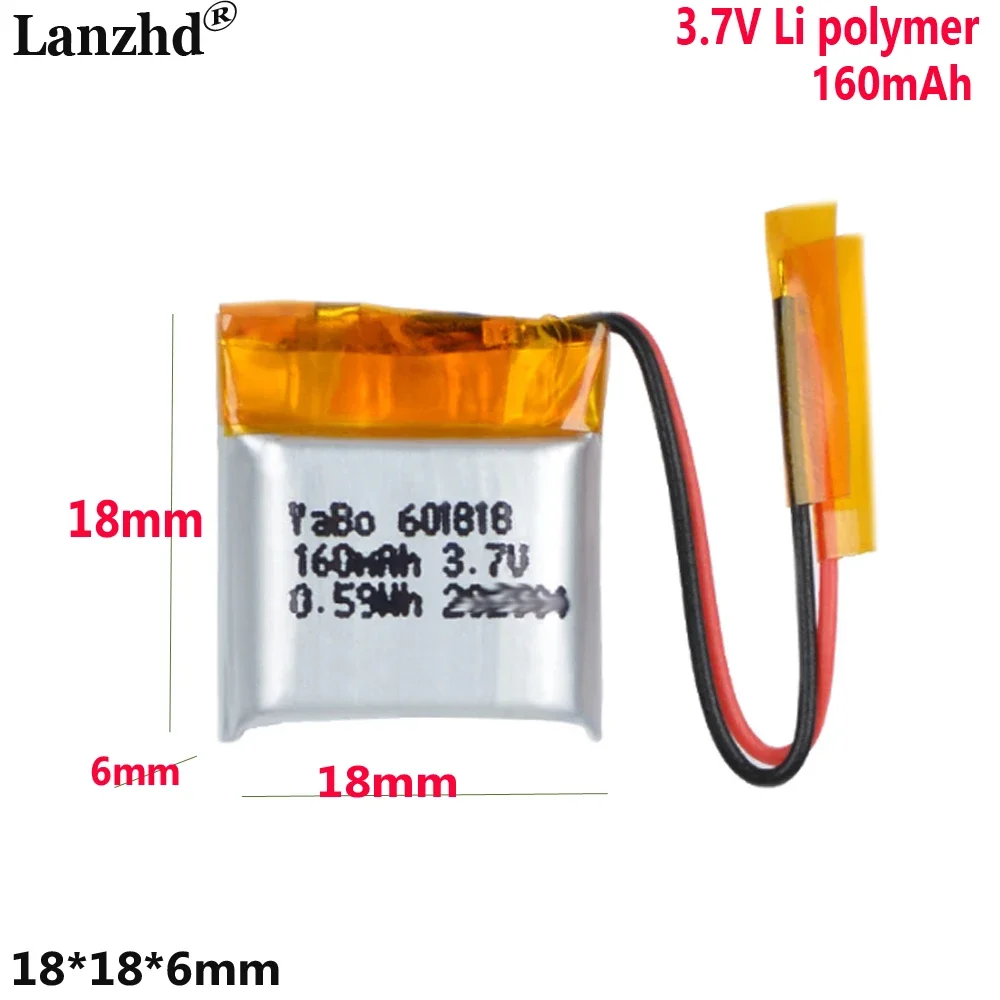 

3.7V Li polymer core lithium battery 160mAh For weight scale children's watch electronic scale rechargeable battery 601818