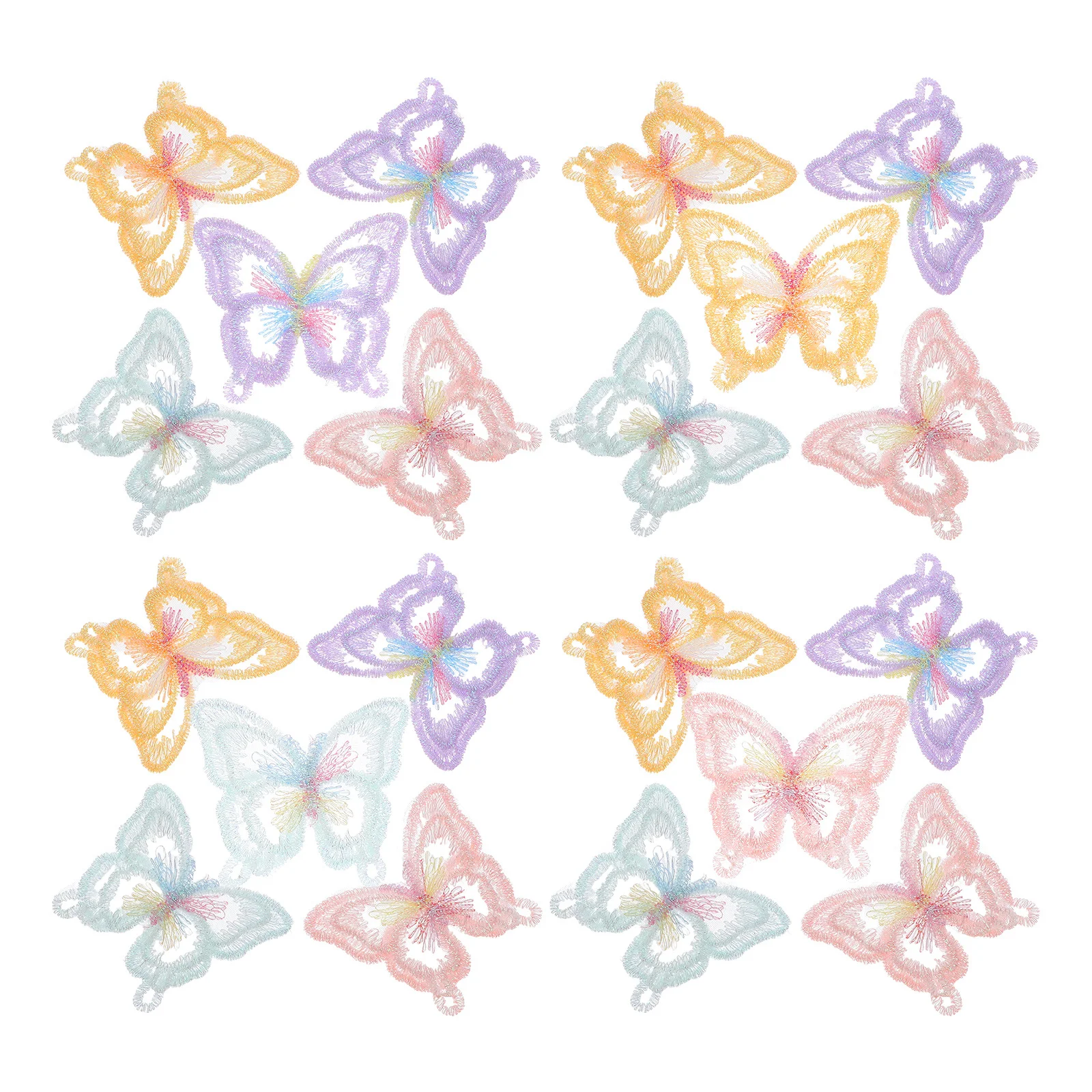 

20 шт., нашивки с вышивкой бабочки, 3D двухслойная тканевая аппликация для обуви, шапок, сумок, ремонта одежды, декоративное шитье своими руками