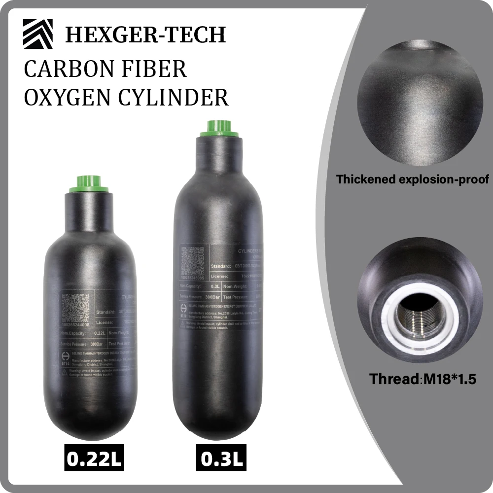 4500PSI 300Bar 30MPA 0.36L 0.42L 0.5L Carbon Fiber Cylinder HPA Tank Diving Scuba Bottle M18*1.5