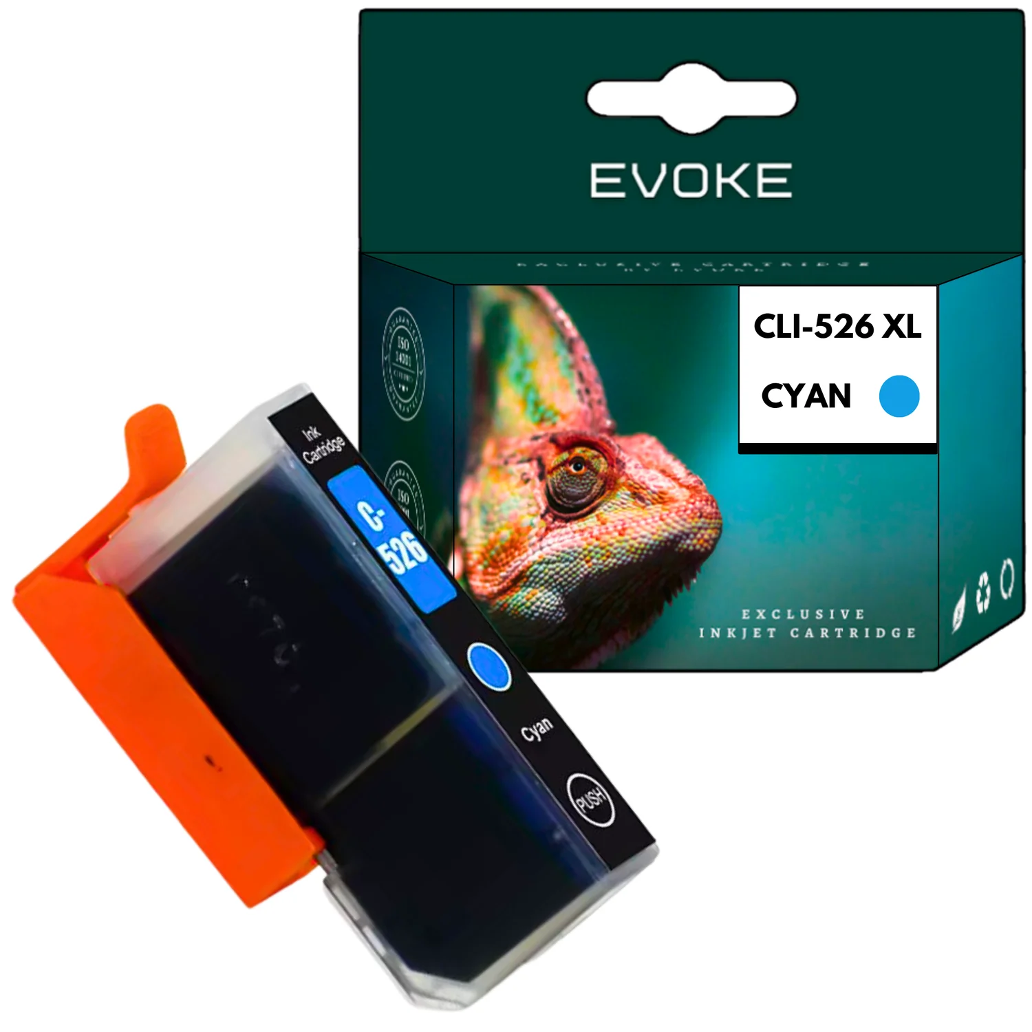 Evoke Compatibele Inkt voor Canon Cli-526C Cli526C 4541B001 Cyaan 10,5 ml 580 Pagina's Pixma Ip4850 Ip4950 Mg5150 Mg5350 Mg5250