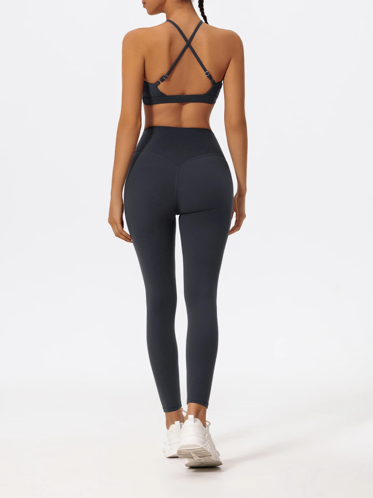 Neues Sommer-Zweiteiler-Sportset für Damen, Yoga-Kleidung mit überkreuztem Oberteil, Sport-Bandeau-BH, Sportoutfit für Frauen – Detail 11