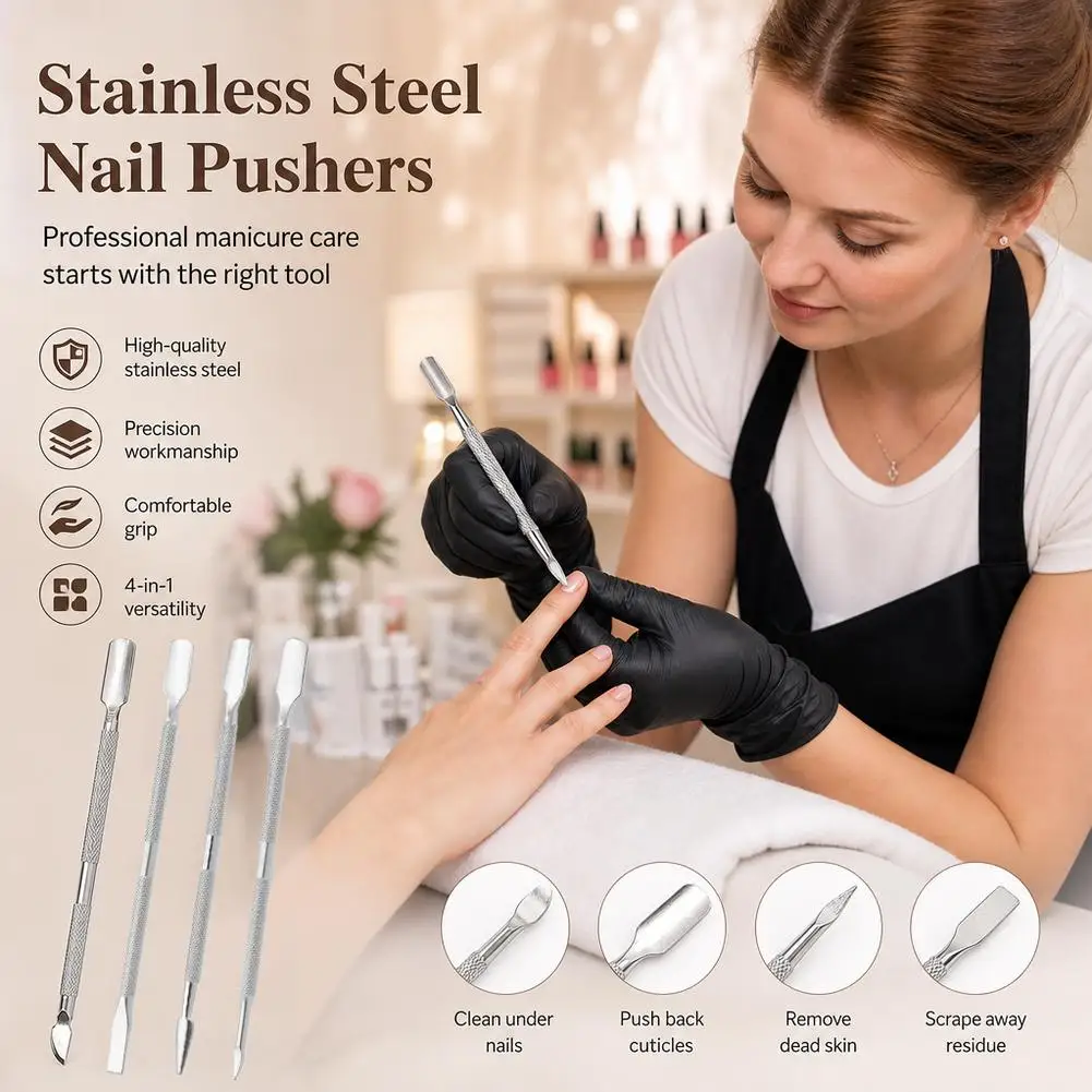 Steel Double-Ended Cuticle Pusher Dead Skin Remover Manicure Cleaner Care Nails Art Tool All for Manicure Set