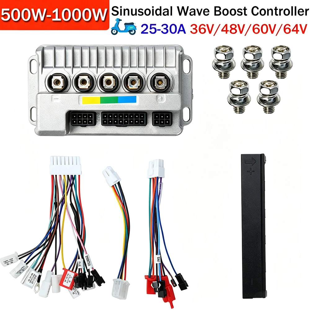 Sine Wave Acceleration-Optimized Controller 36V-64V for Electric Bikes and Scooters High Current 25-30A 500-1000W Motor Upgrade