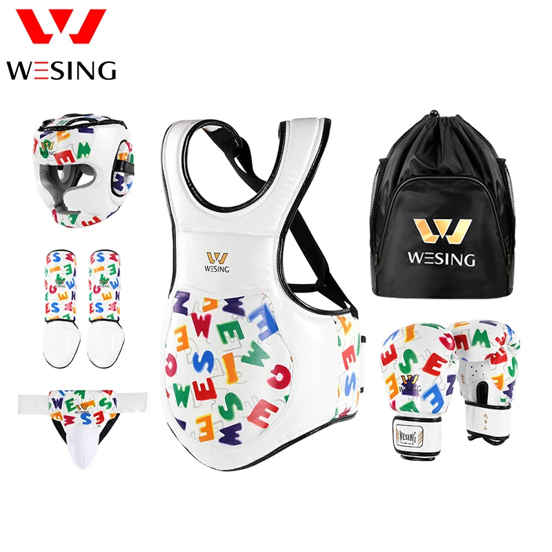 WESING Kids Sanda Gear Set 6pcs for Boys Cartoon Sanshou Competition