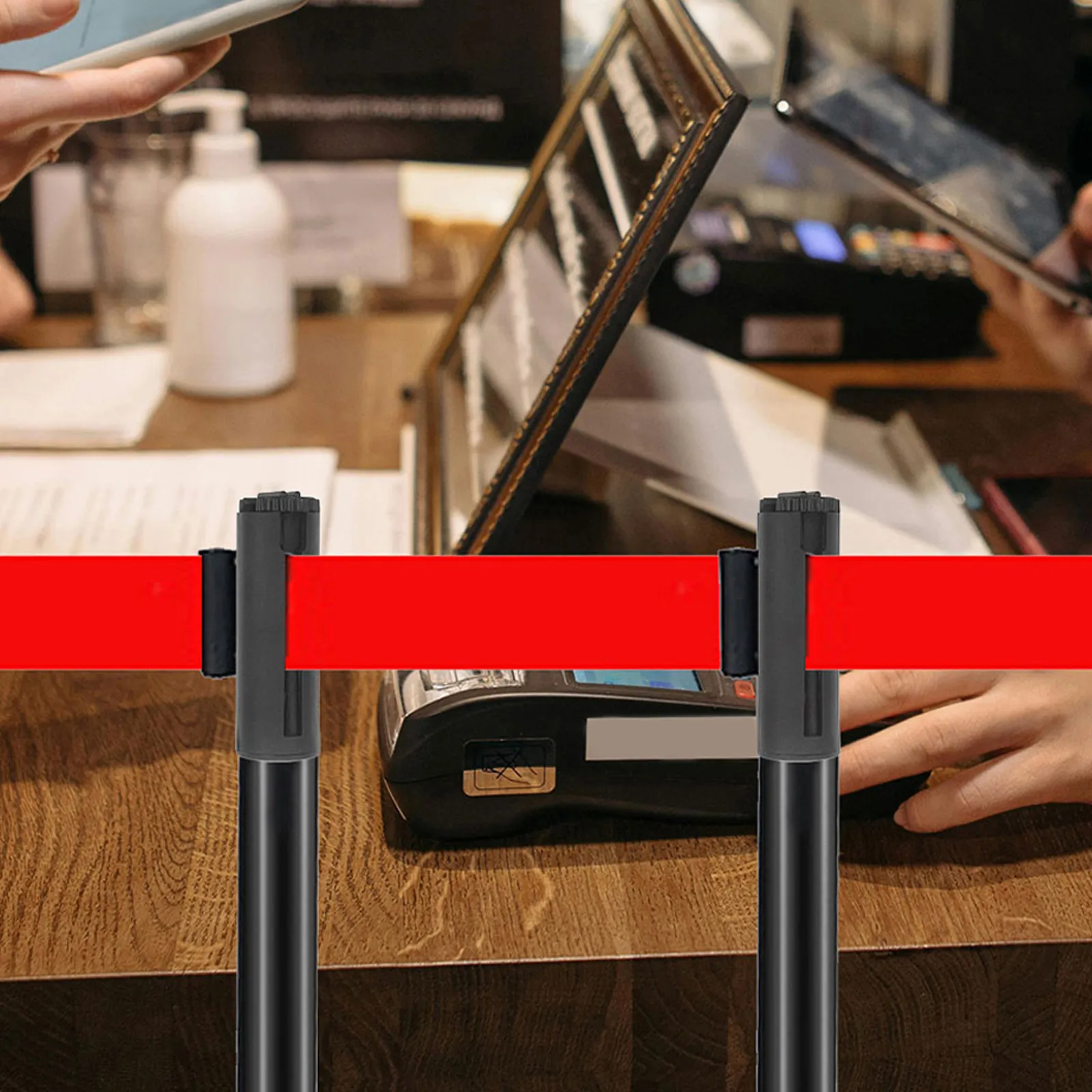 Lot de 3 supports de corde rétractables universels en ABS durable pour barrière de contrôle de foule et séparateur de file d'attente