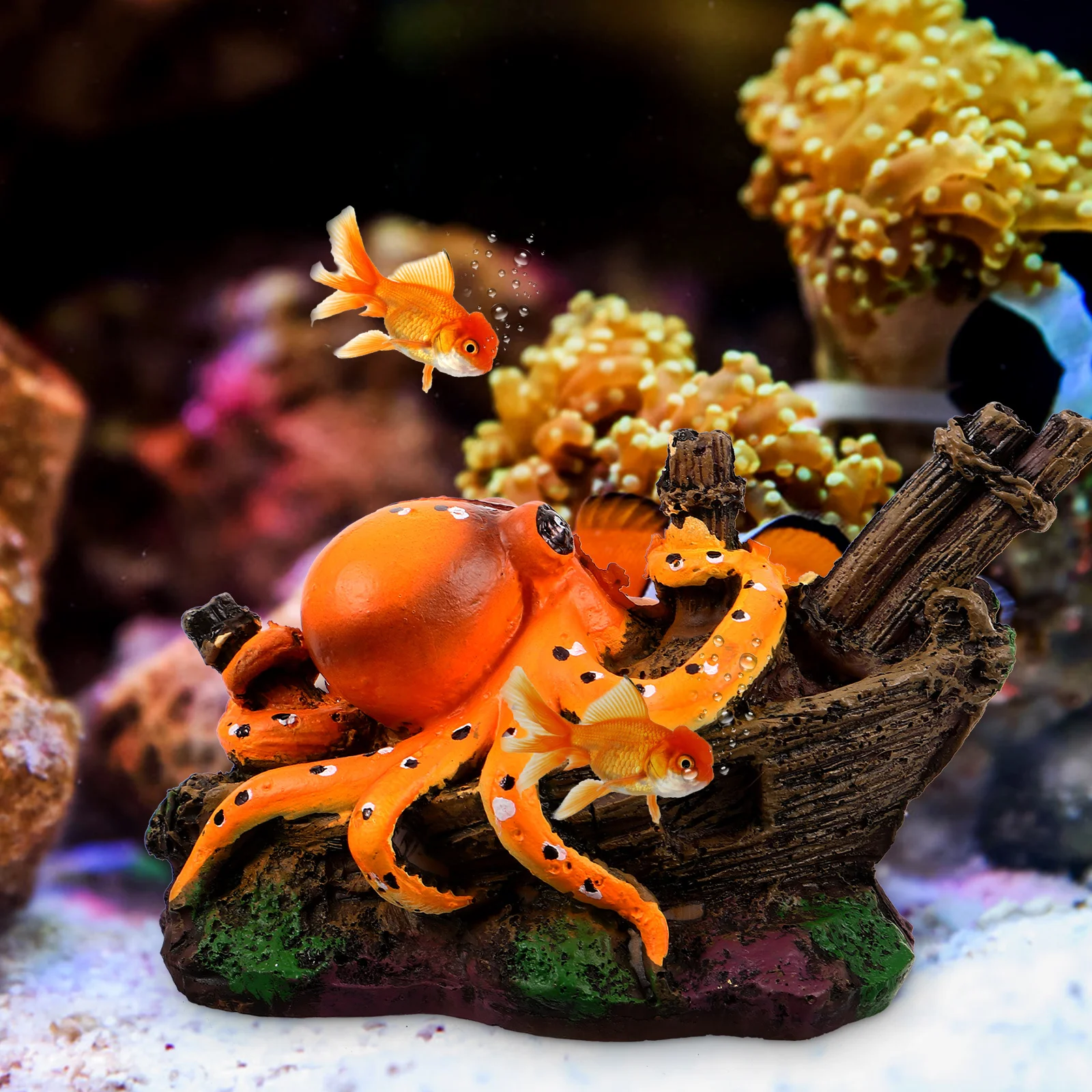 

Realistic Decoration For Aquarium Resin Fake Octopus Ornament Fish Tank Accessories Safe Artificial Octopus Decor