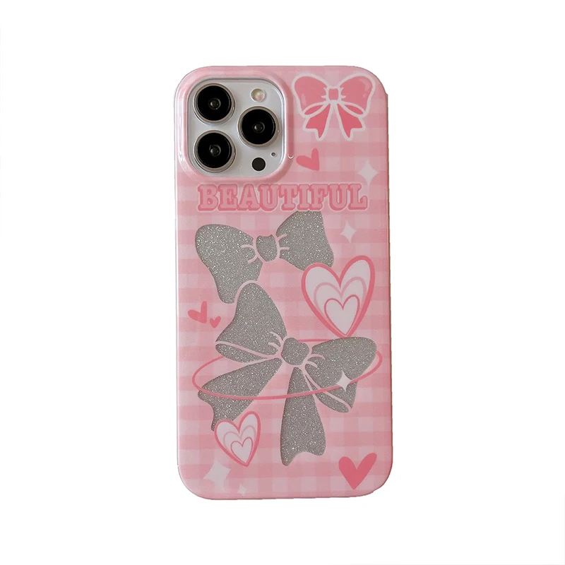 Hollow Out Pink Love Heart Bow Phone Case For Redmi Note 12 11 10 8 7 9 Pro 9A 9C Xiaomi 11t 12T Pro Poco F3 X3 X5 Soft Cover