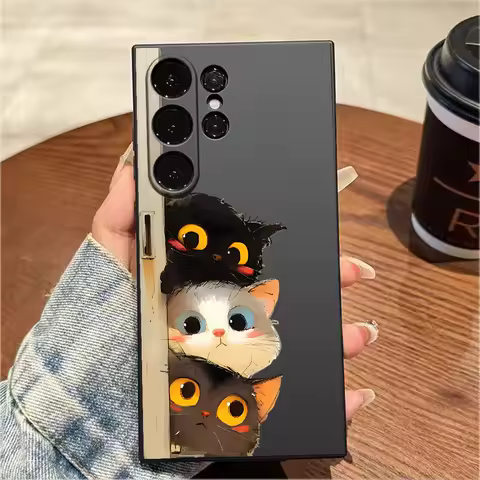 Three Little Kittens Silicone Case For Samsung Galaxy S25 S24 S23 S22 S21Ultra FE A35/A54/A55/A34 5G Note 10/20 Lite Plus Cover