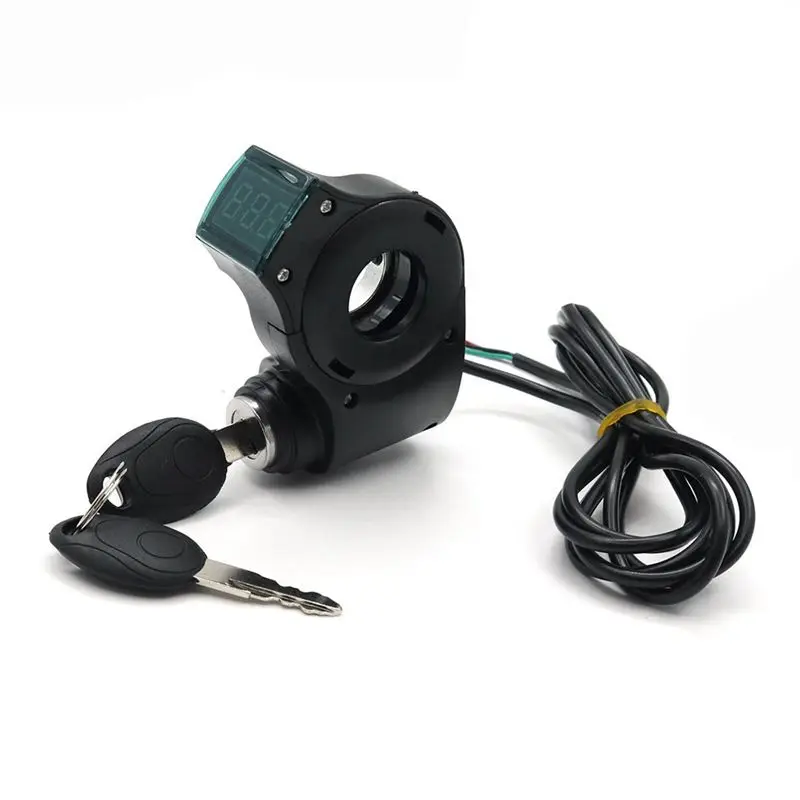 SWXF E-Bike Ignition Lock Key Thumb Throttle Voltmeter Digital Voltage Display Switch for M365 Universal