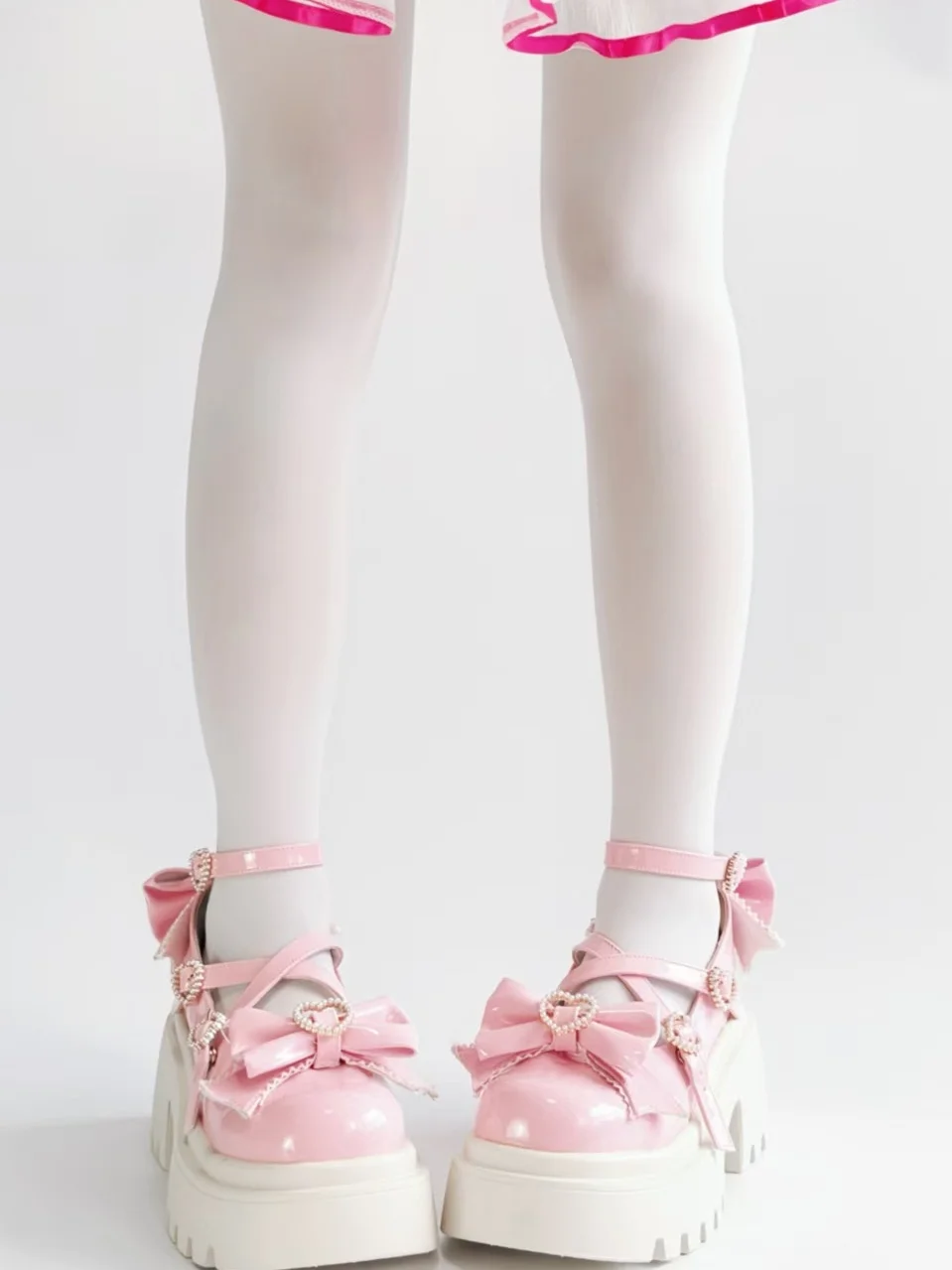 Y2K Subculture Sweet Cool Girl Lolita Thick-Soled Platform Shoes Round Toe Bowknot JK Uniform Daily Mary Jane Shoes