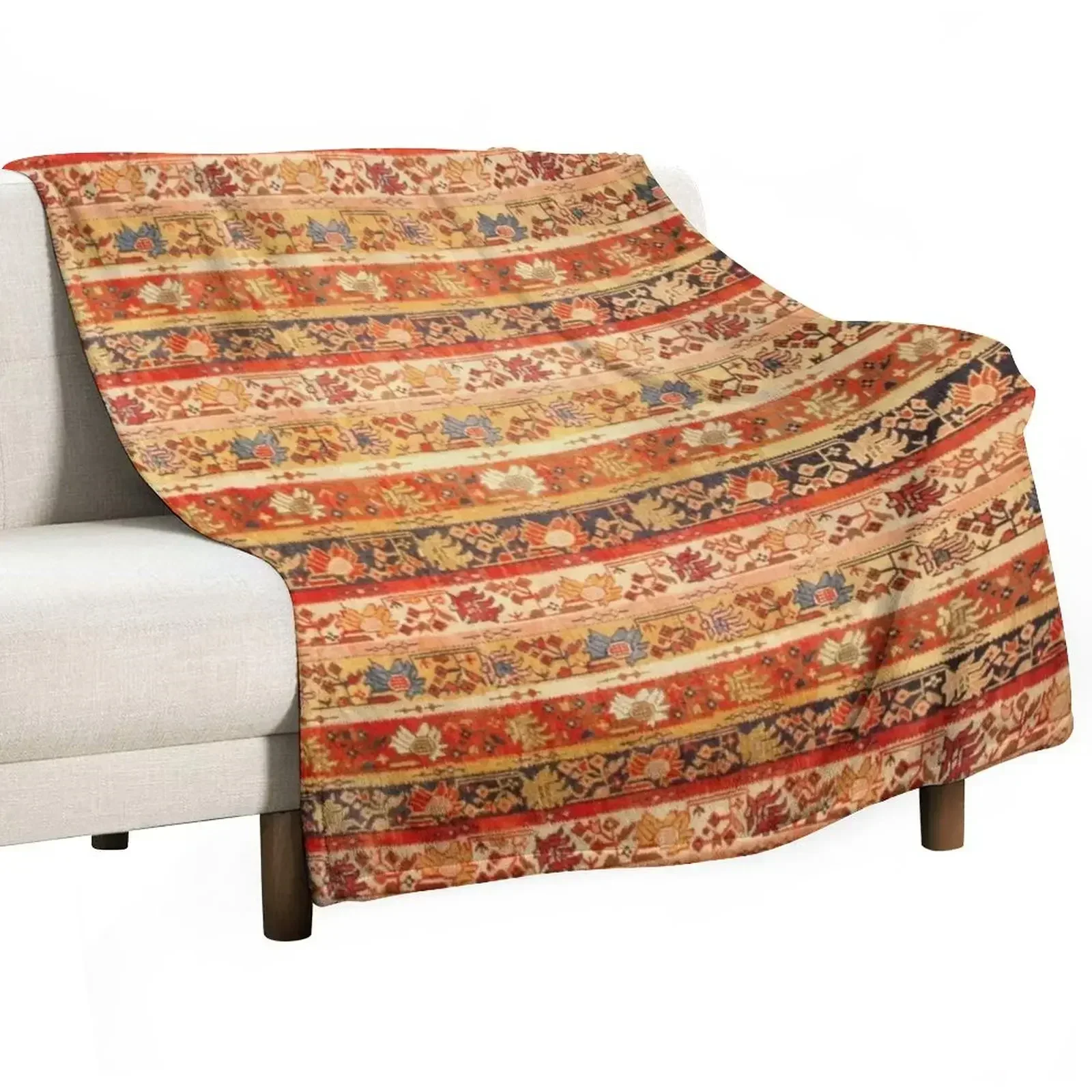 

Antique Turkish Oushak Rug Print Throw Blanket valentine gift ideas Decorative Throw Blankets