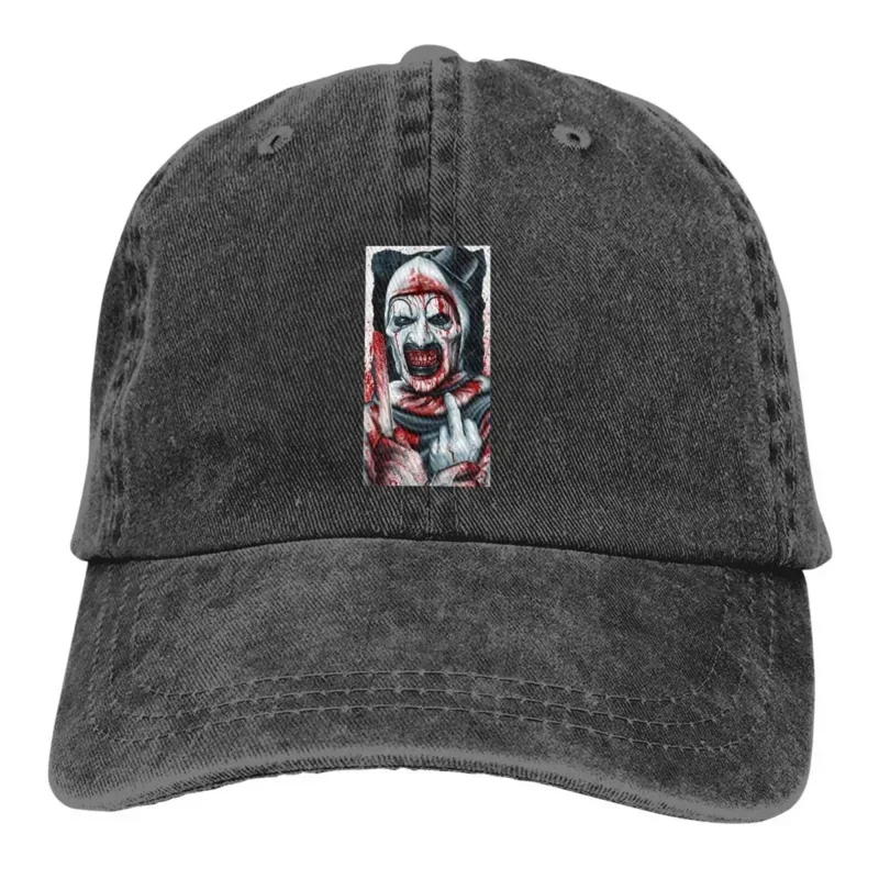 

Washed Men's Baseball Cap Art Classic Trucker Snapback Caps Dad Hat Terrifier Horror Films Gollf Hats