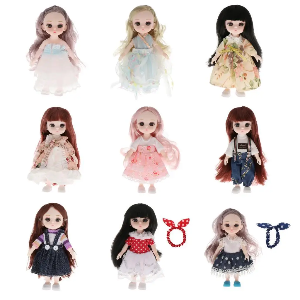 

13 Movable Jointed Body 16cm Dolls with Clothes Mini BJD Baby Doll Fashion Baby Girls Dress Dolls Toy for Girl Gifts